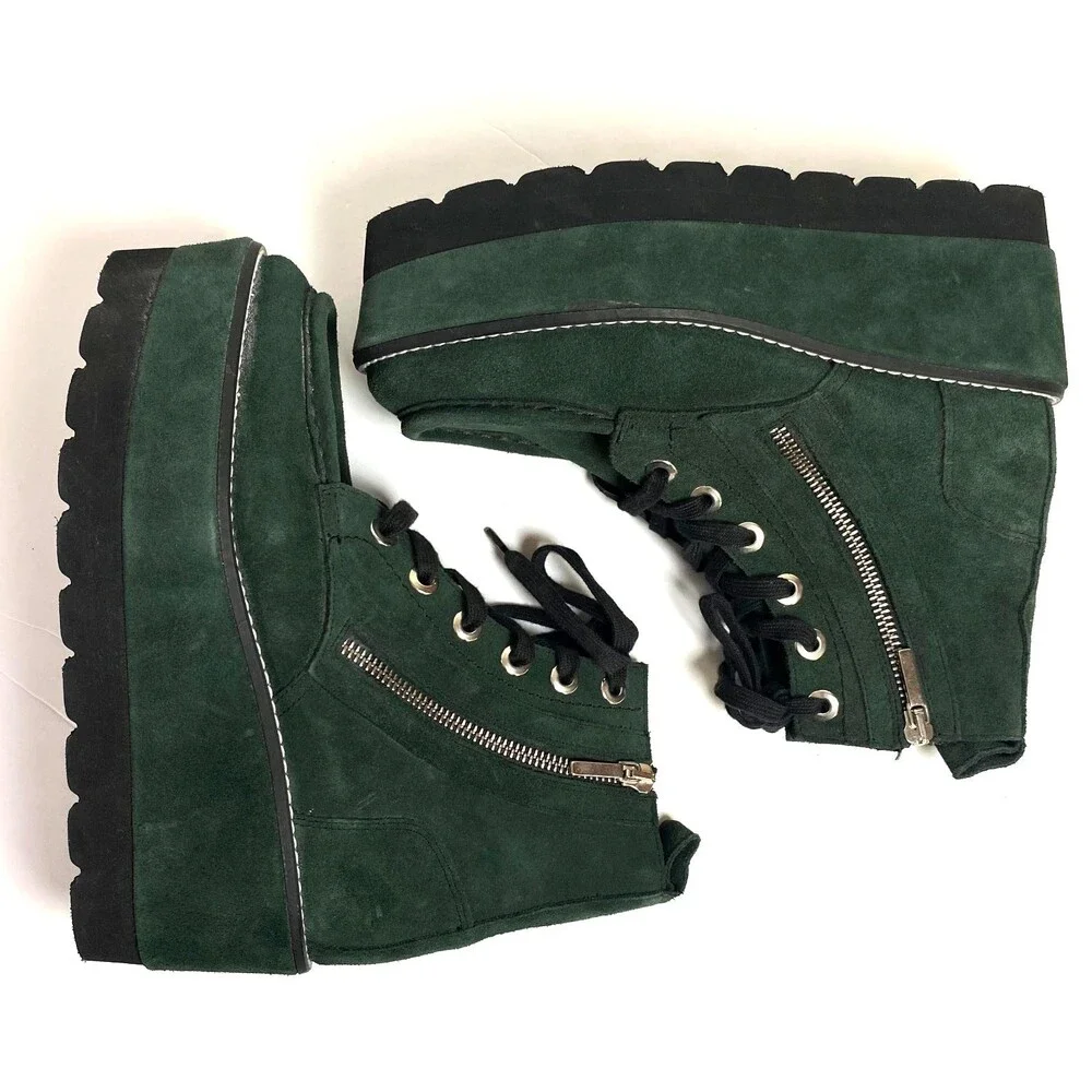 Free People Maverick Wedge Platform Boots EU 37 Runs Small Forest Green Read